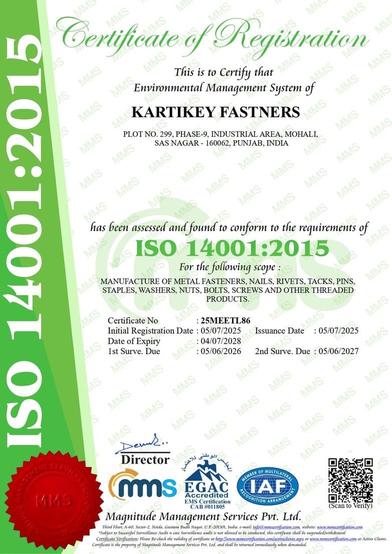 ISO 14001:2015 certificate of registration